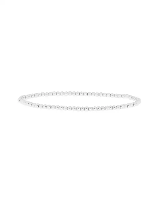 3 mm Metal Beaded Stretch Bracelet (Silver)