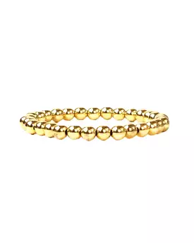 6 mm Metal Beaded Stretch Bracelet (Gold)