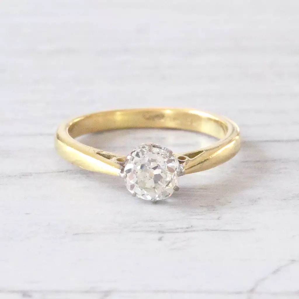 Antique 0.50 Carat Old Mine Cut Diamond Solitaire