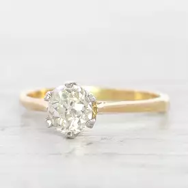 Antique 0.89 Carat Old European Cut Diamond Solitaire