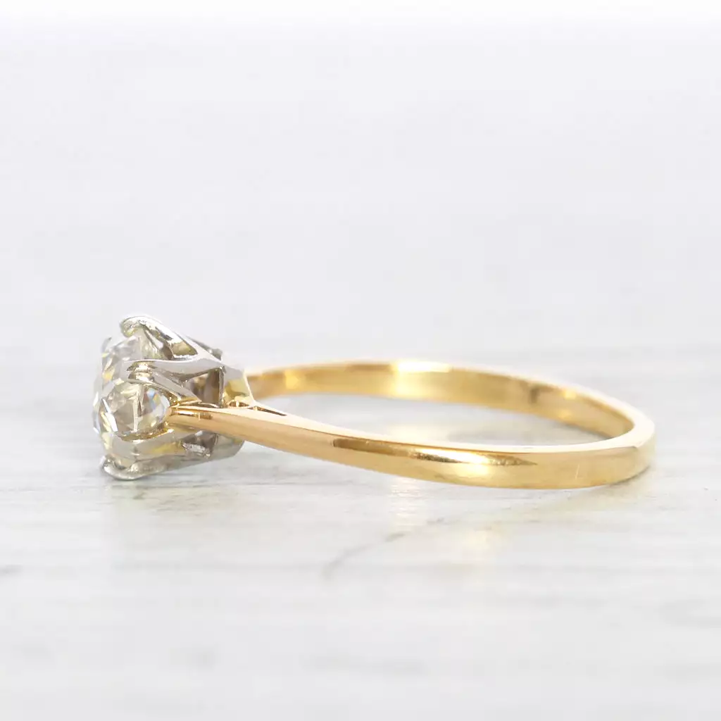 Antique 0.89 Carat Old European Cut Diamond Solitaire