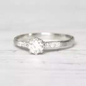 Art Deco 0.35 Carat Transitional Cut Diamond Solitaire