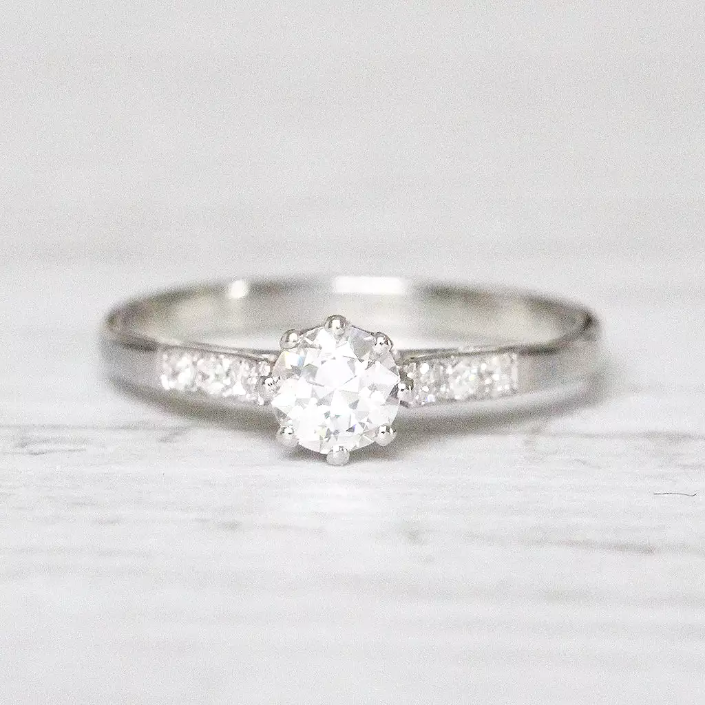 Art Deco 0.35 Carat Transitional Cut Diamond Solitaire