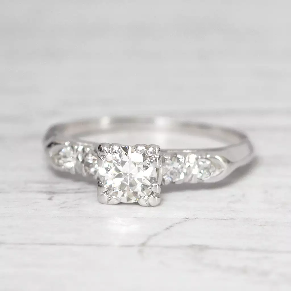 Art Deco 0.48 Carat Old European Cut Diamond Solitaire