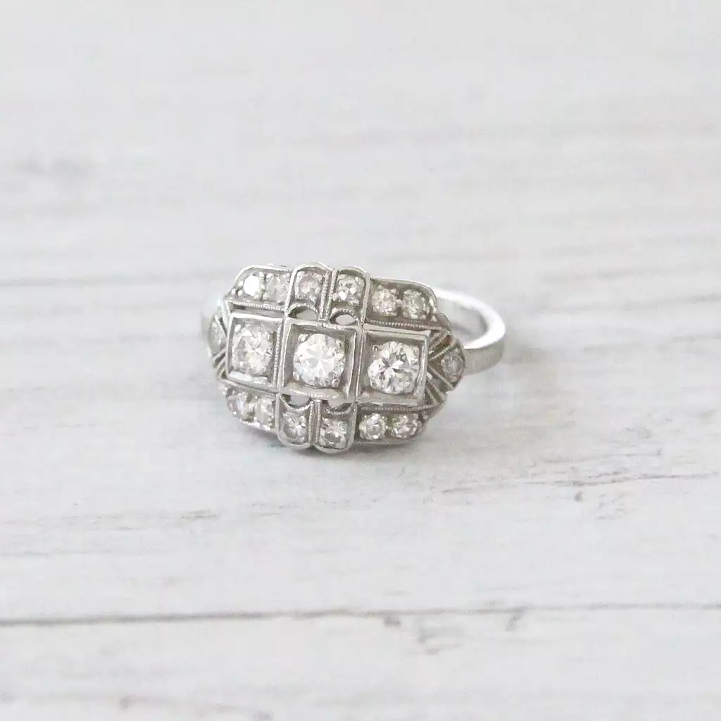 Art Deco 0.60 Carat Transitional Cut Diamond Cluster