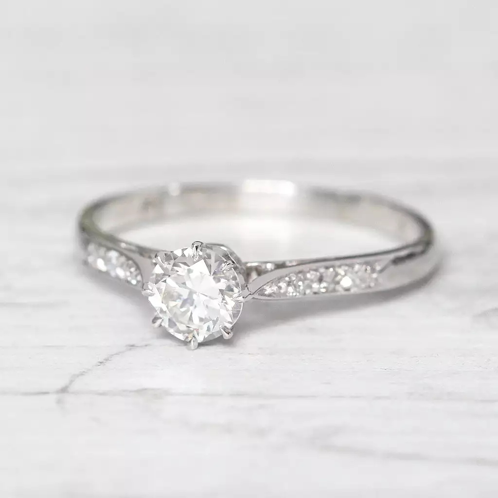 Art Deco 0.60 Carat Transitional Cut Diamond Solitaire