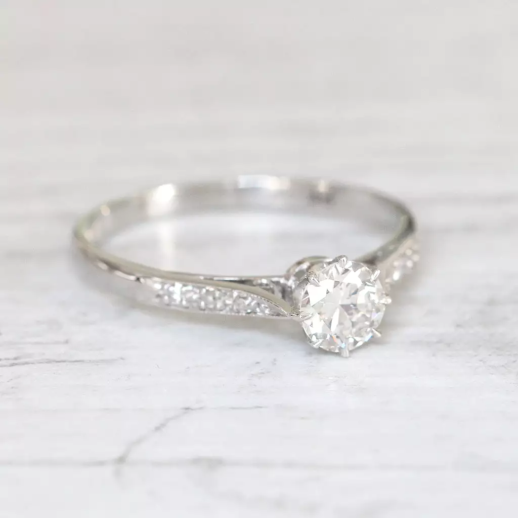 Art Deco 0.60 Carat Transitional Cut Diamond Solitaire