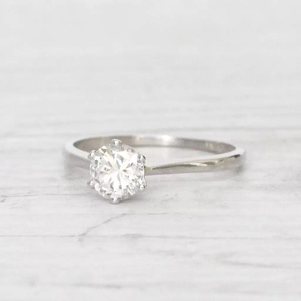 Art Deco 0.70 Carat Transitional Cut Diamond Solitaire