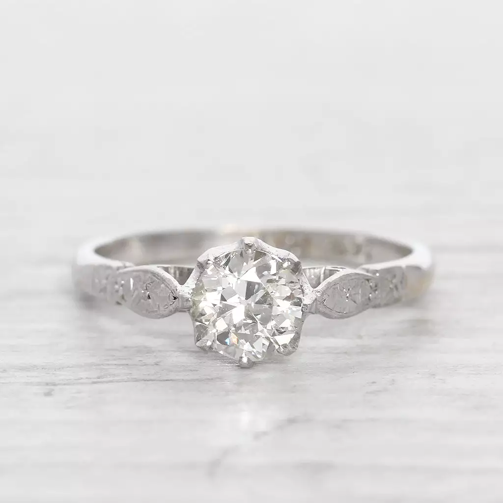 Art Deco 0.75 Carat Old European Cut Diamond Solitaire