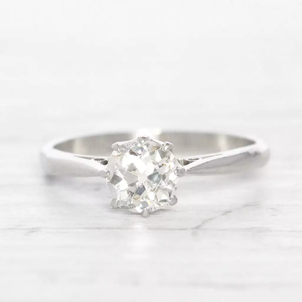 Art Deco 0.75 Carat Old Mine Cut Diamond Solitaire