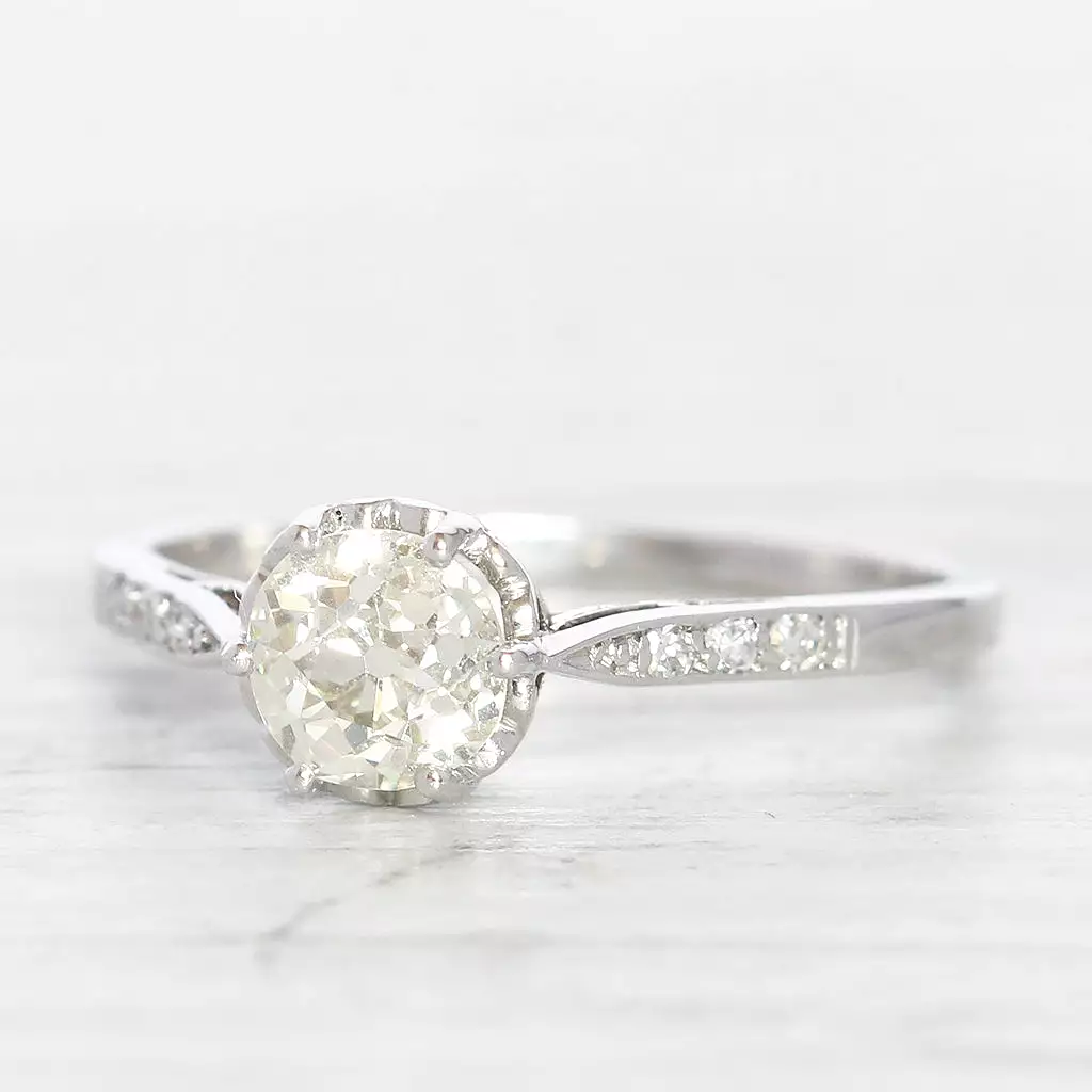 Art Deco 0.87 Carat Old European Cut Diamond Solitaire