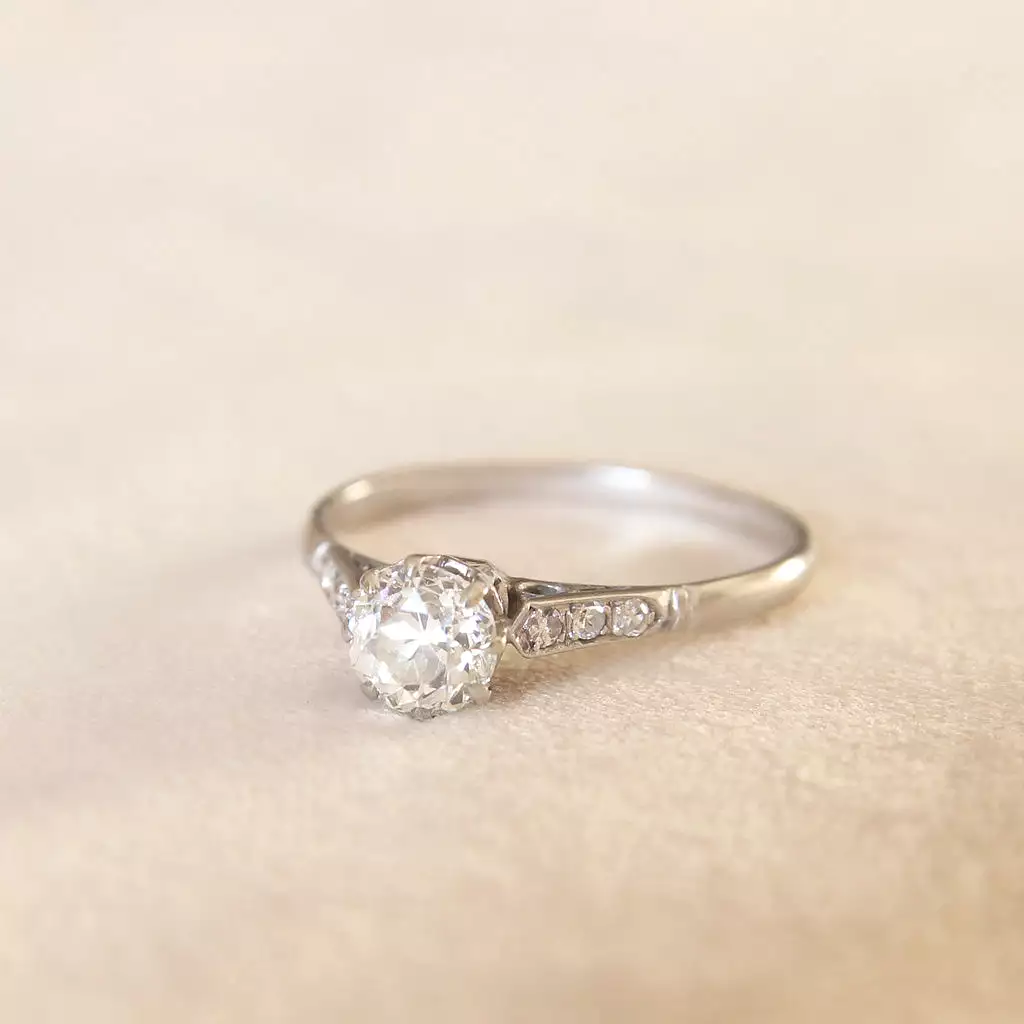 Art Deco 0.89 Carat Old European Cut Diamond Solitaire