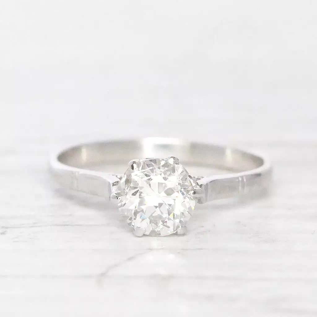 Art Deco 1.18 Carat Old European Cut Diamond Solitaire