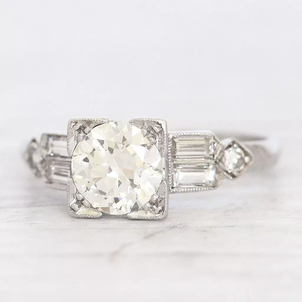 Art Deco 1.25 Carat Transitional Cut Diamond Solitaire with Original Box and Receipt from 1932