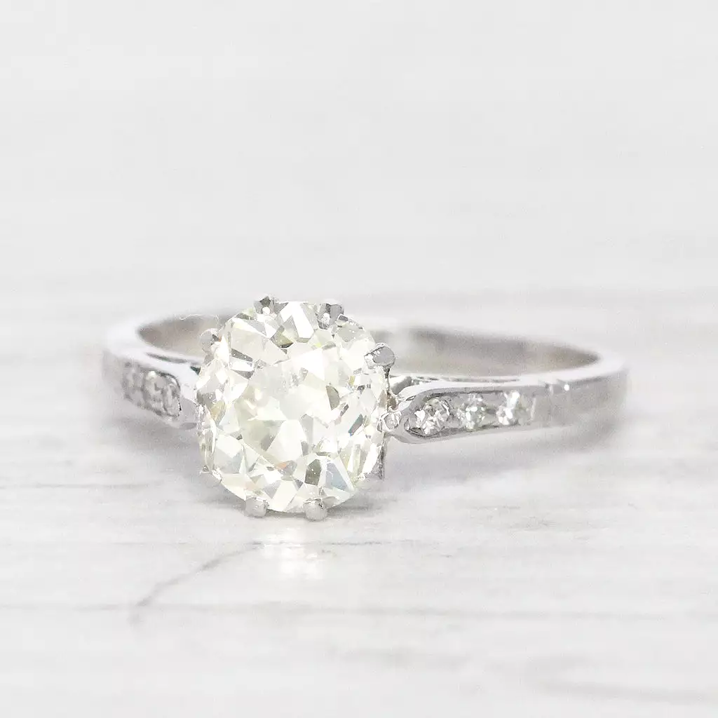 Art Deco 1.66 Carat Old Mine Cut Diamond Solitaire