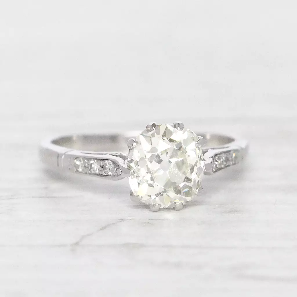 Art Deco 1.66 Carat Old Mine Cut Diamond Solitaire