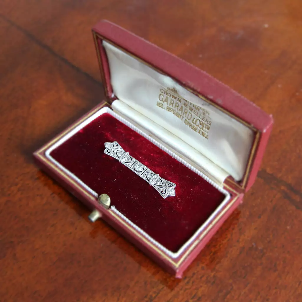 Art Deco Garrard & Co Old Cut Diamond Brooch