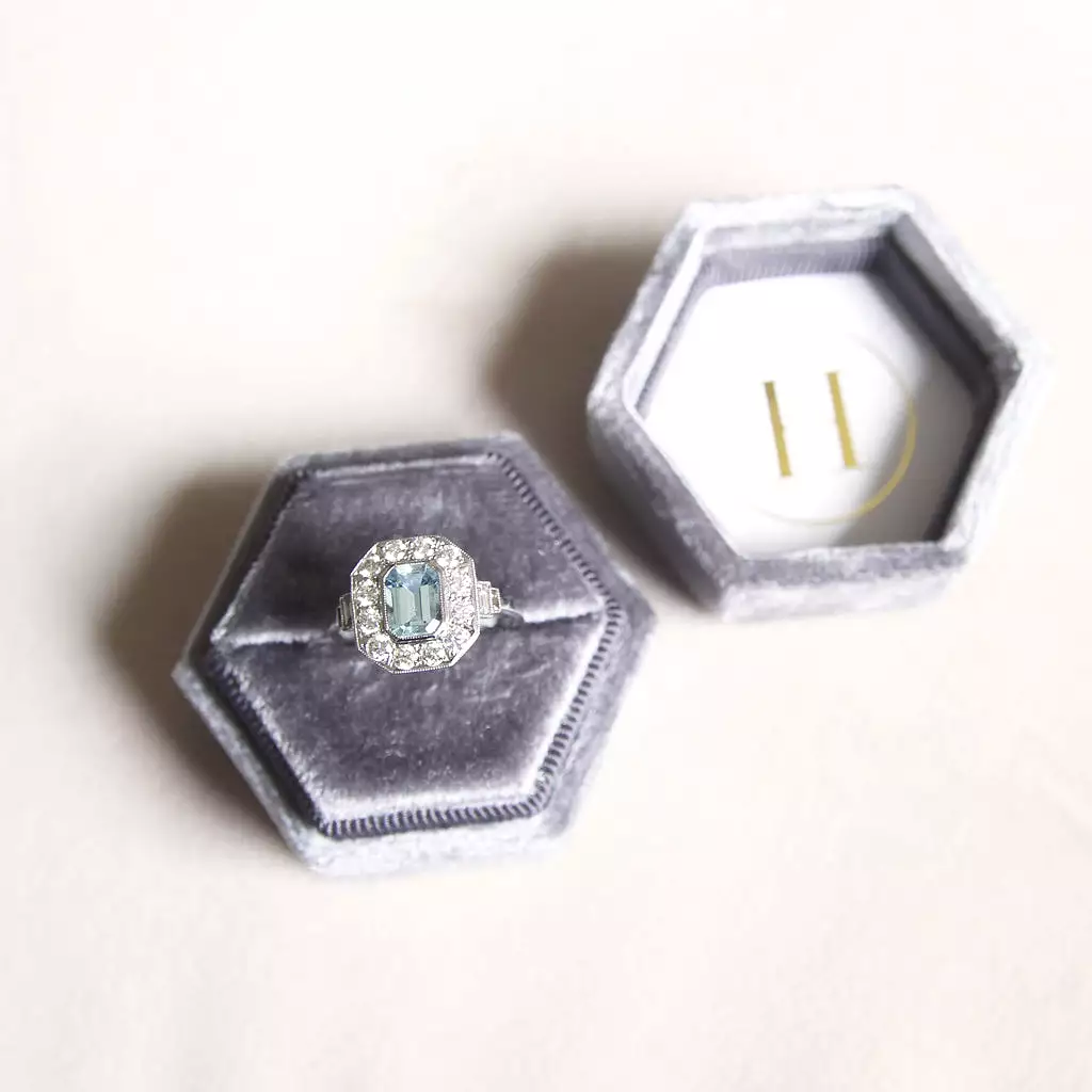 Art Deco Style 1 Carat Aquamarine and Diamond Cluster