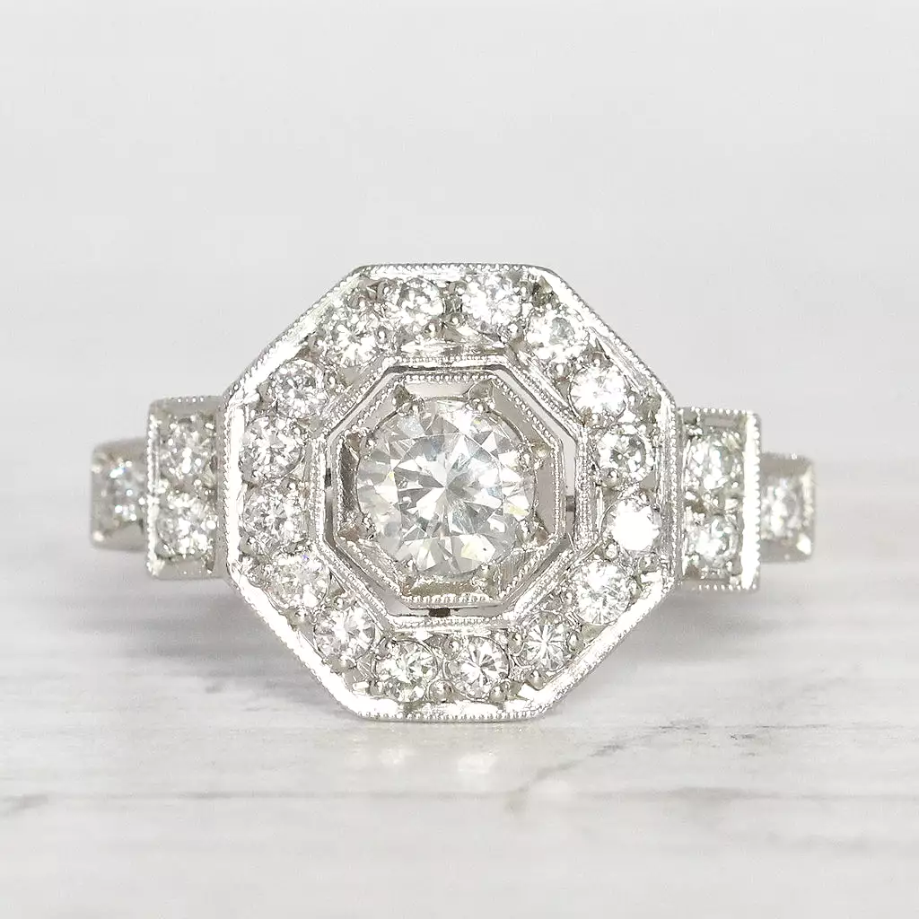 Art Deco Style 1 Carat Brilliant Cut Diamond Octagonal Cluster