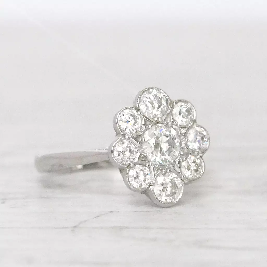 Art Deco Style 1.20 Carat Old European Cut Diamond Cluster