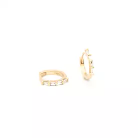 Baguette Diamond Hinge Huggie Hoops