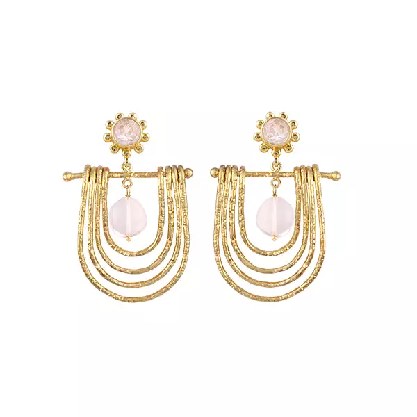 Bianc Rosetta Rose Quartz Gold Earrings