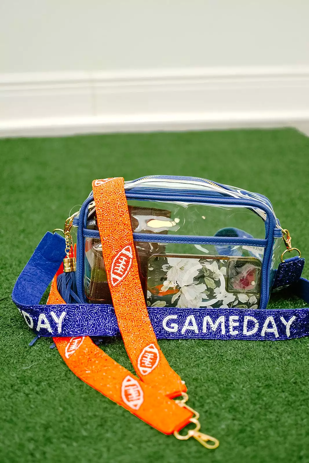 Blue Trim Clear Gameday Purse