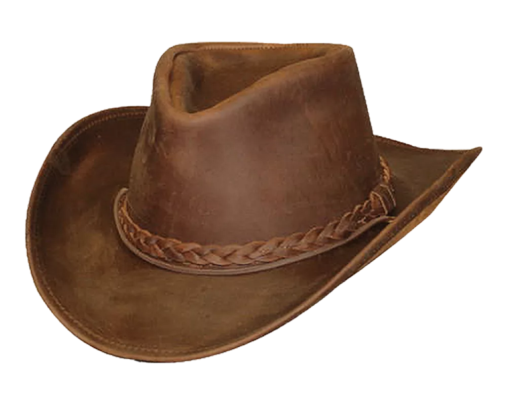 Brown Leather Cowboy Hat