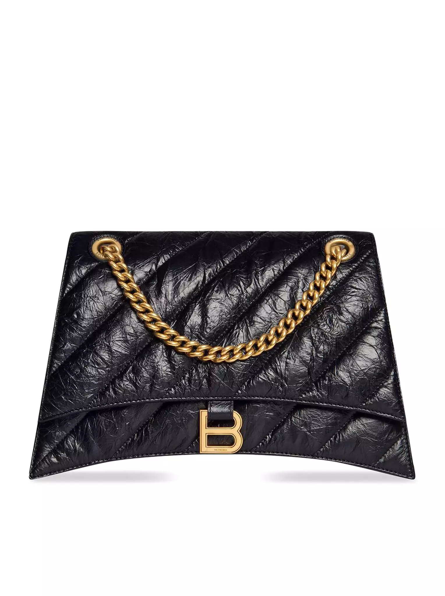 CRUSH BAG WITH MEDIUM QUILTED CHAIN FOR WOMEN IN BLACK