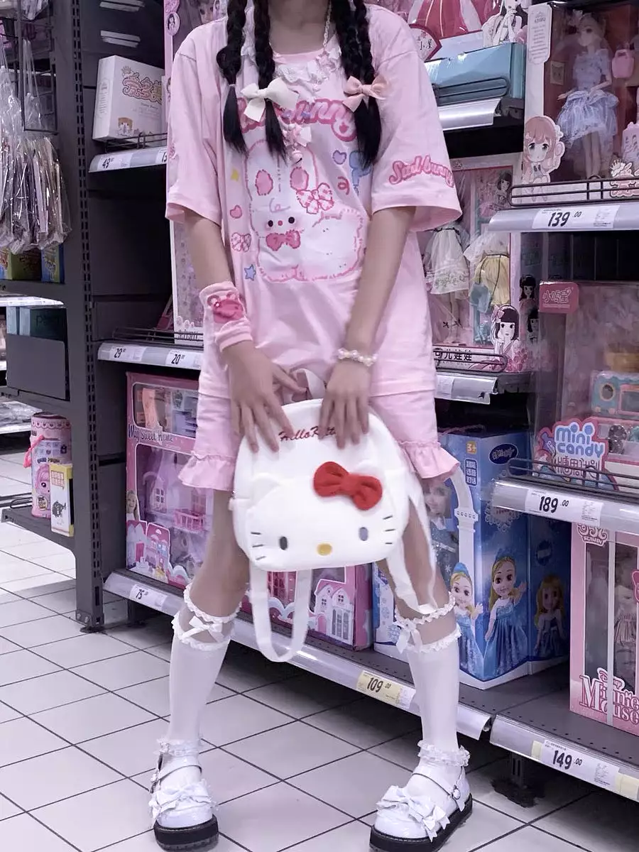 CUTE “HELLO KITTY & KUROMI” CARTOON PLUSH BACKPACK BY70098