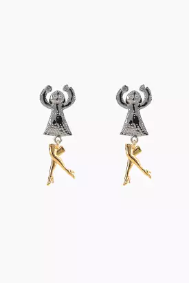 Dancing Legs brass earrings