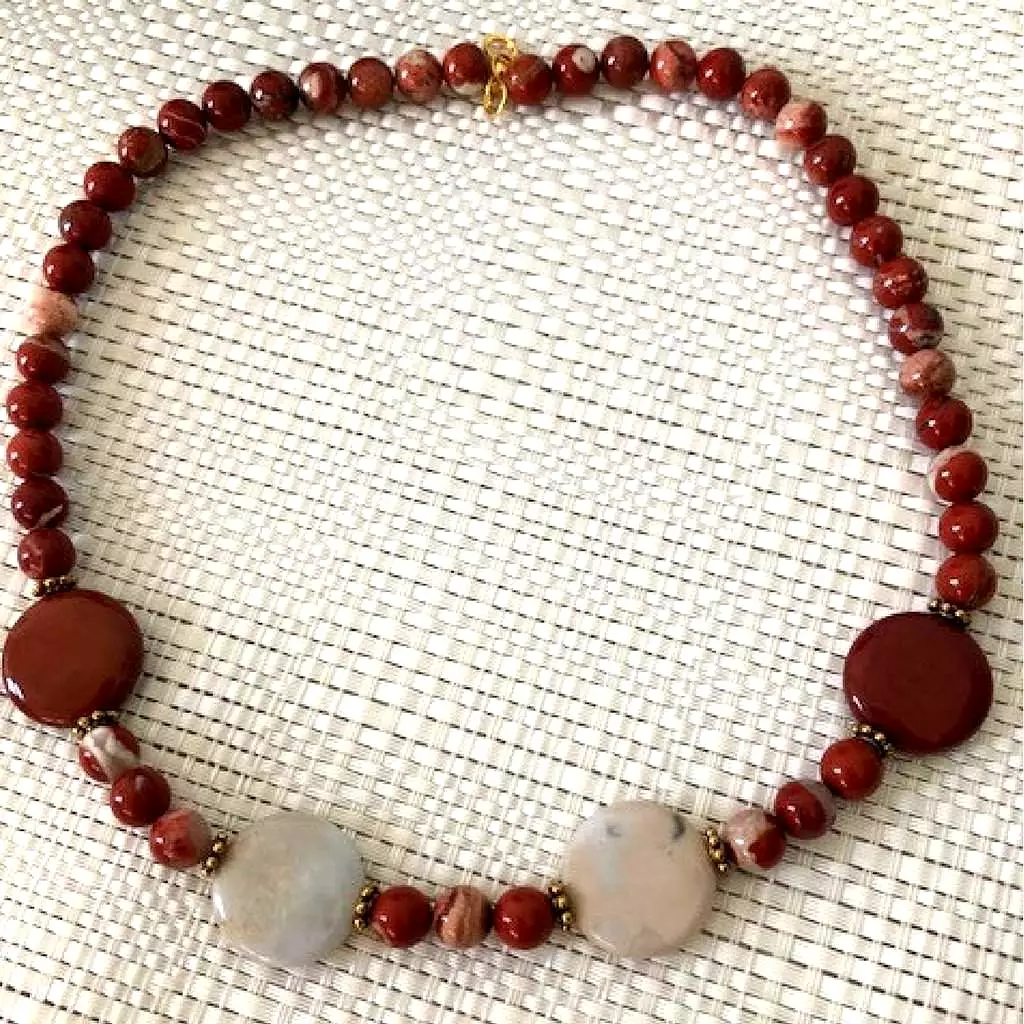 Deep Red Jasper Beaded Necklace