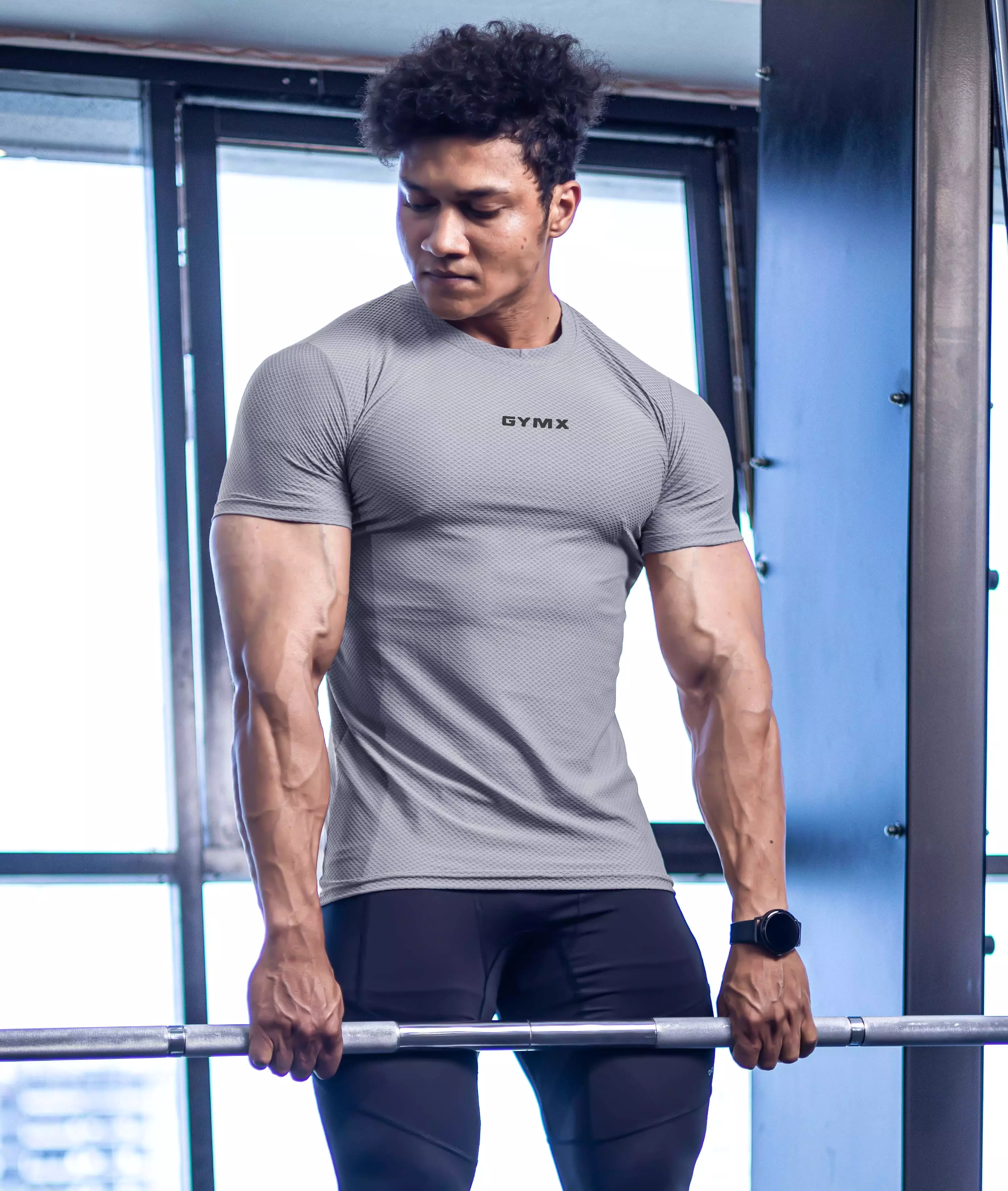 Diamond Cut GymX Tee: Heather Grey