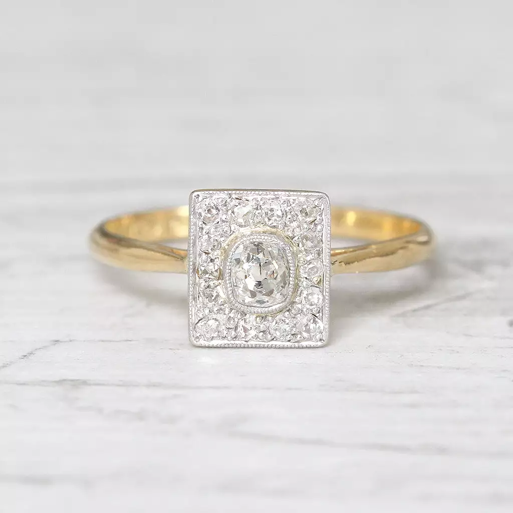 Edwardian 0.40 Carat Old Mine Cut Diamond Square Cluster