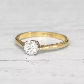 Edwardian 0.52 Carat Old European Cut Diamond Solitaire