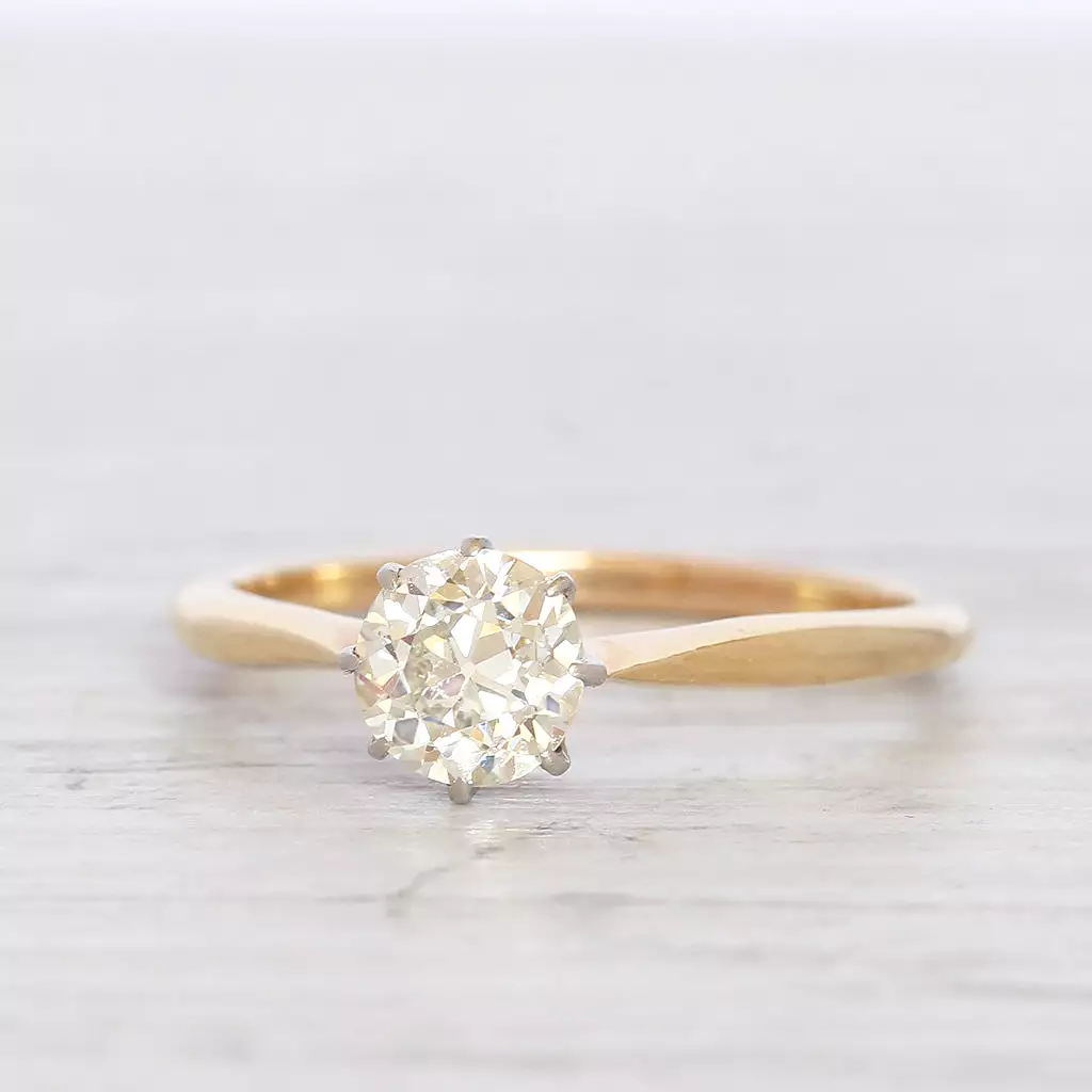 Edwardian 0.85 Carat Old European Cut Diamond Solitaire