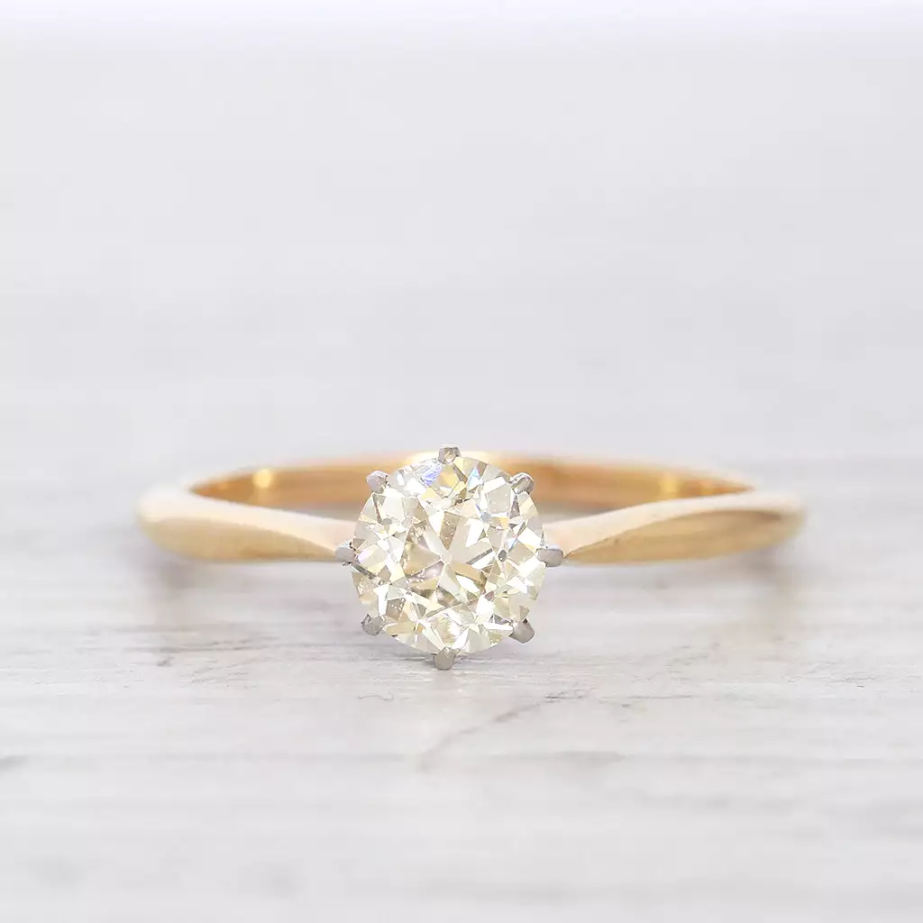 Edwardian 0.85 Carat Old European Cut Diamond Solitaire