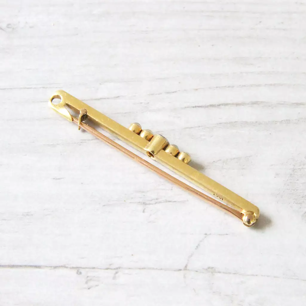 Edwardian Old Mine Cut Diamond and Pearl Stock Pin