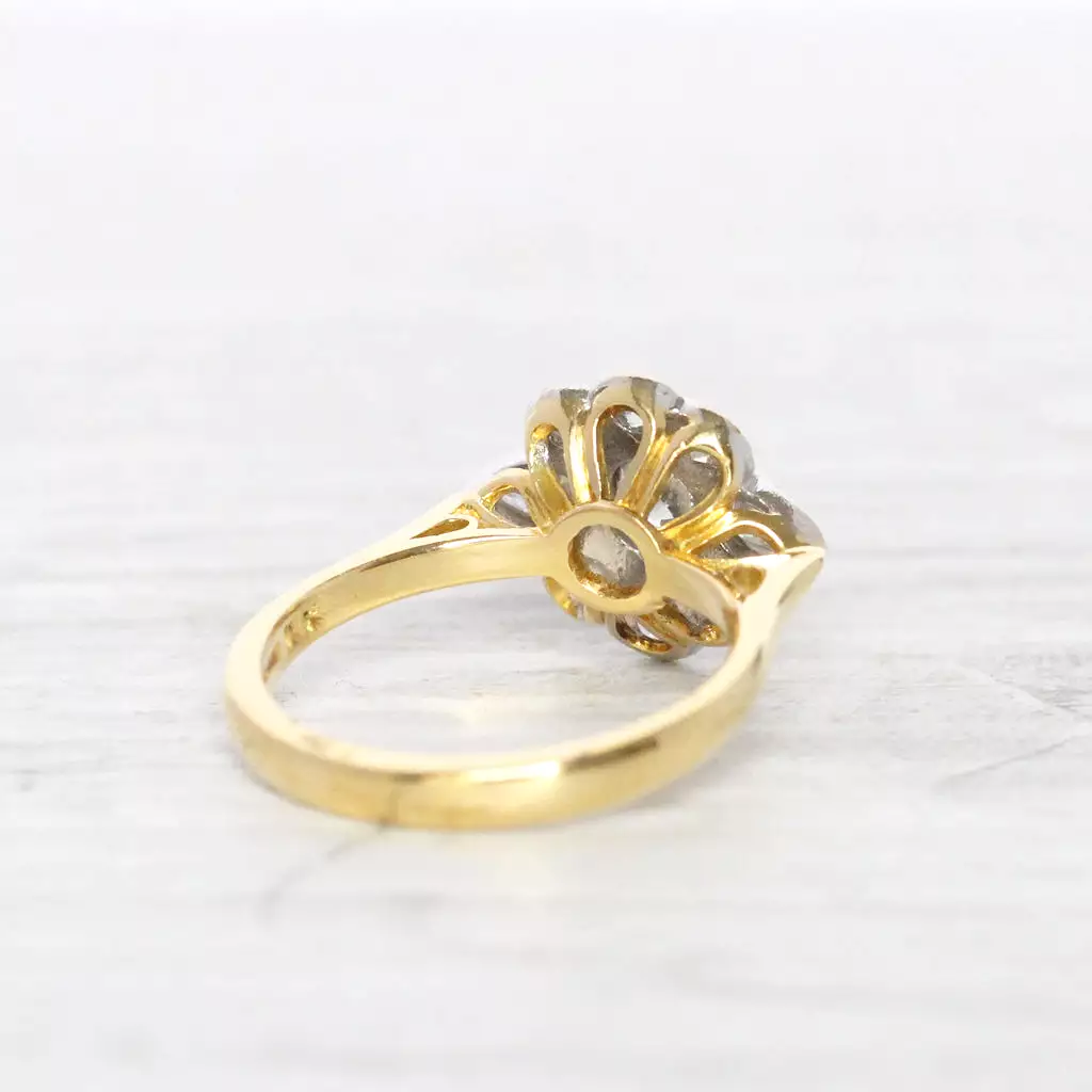 Edwardian Style 1 Carat Brilliant Cut Diamond Daisy Cluster