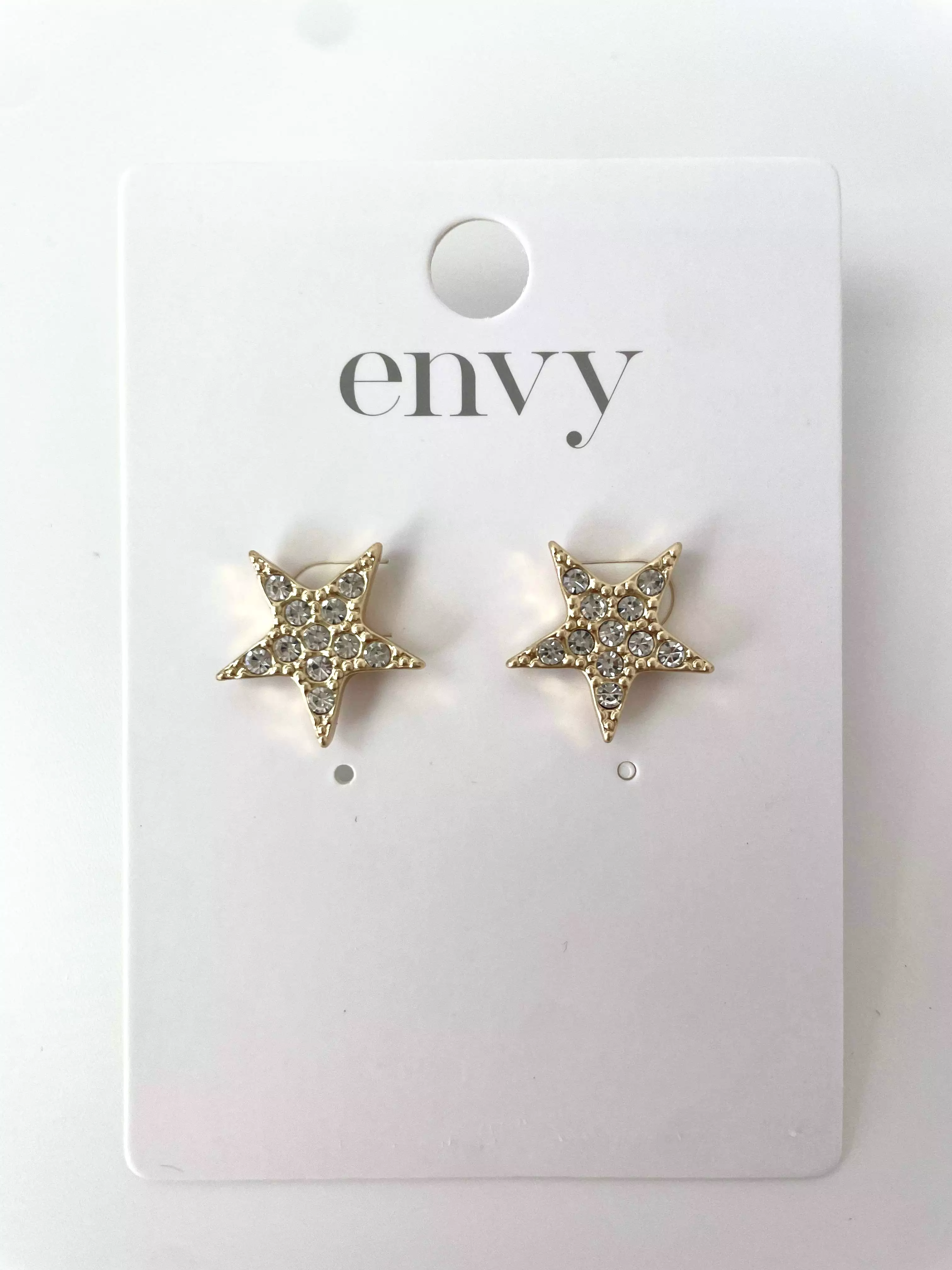 Envy Diamanté Star Earrings - Gold