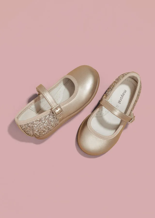 Glitter mary jane for baby girl - Gold