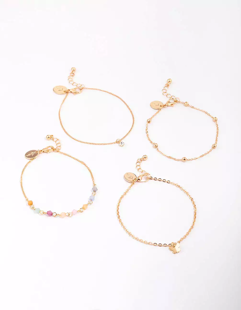 Gold Beaded Coin Bracelet 4-Pack