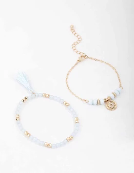 Gold Beaded Tassel Bracelet