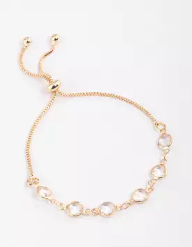 Gold Circle Glass Stone Toggle Bracelet