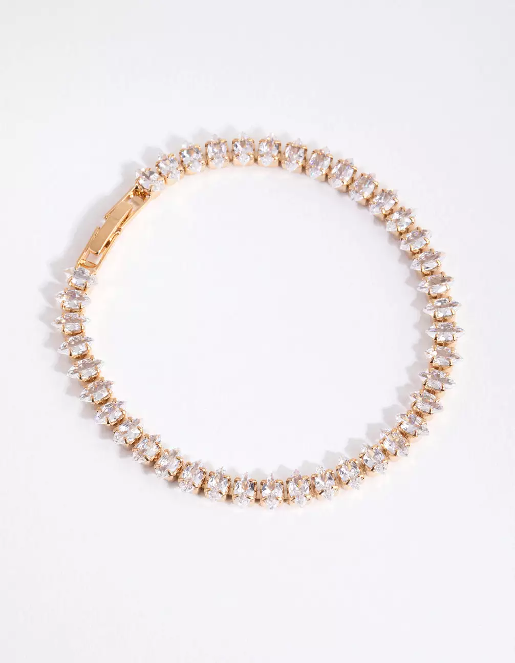 Gold Cubic Zirconia Navette Tennis Bracelet