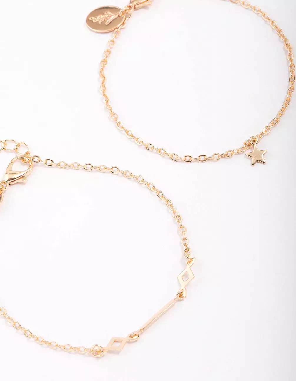 Gold Geometric Chain Star Bracelet Pack