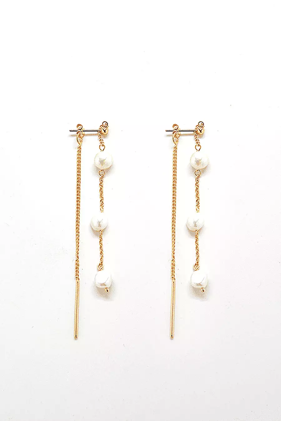 Gold Pearl Chain Earrings