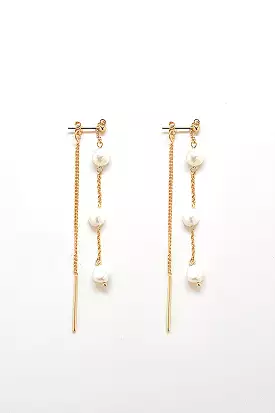 Gold Pearl Chain Earrings