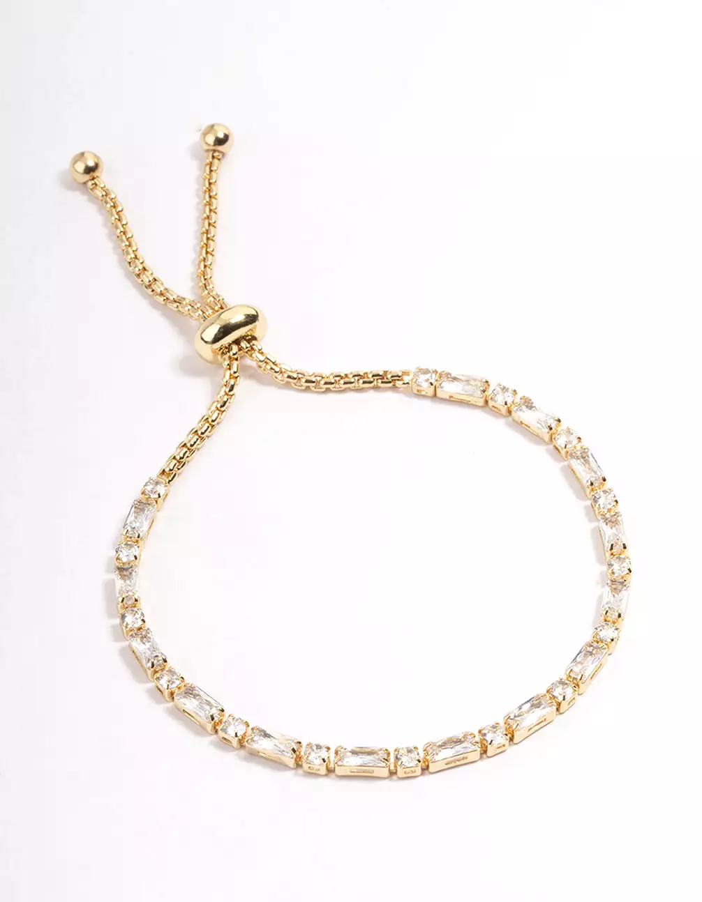 Gold Plated Baguette Stone Toggle Tennis Bracelet