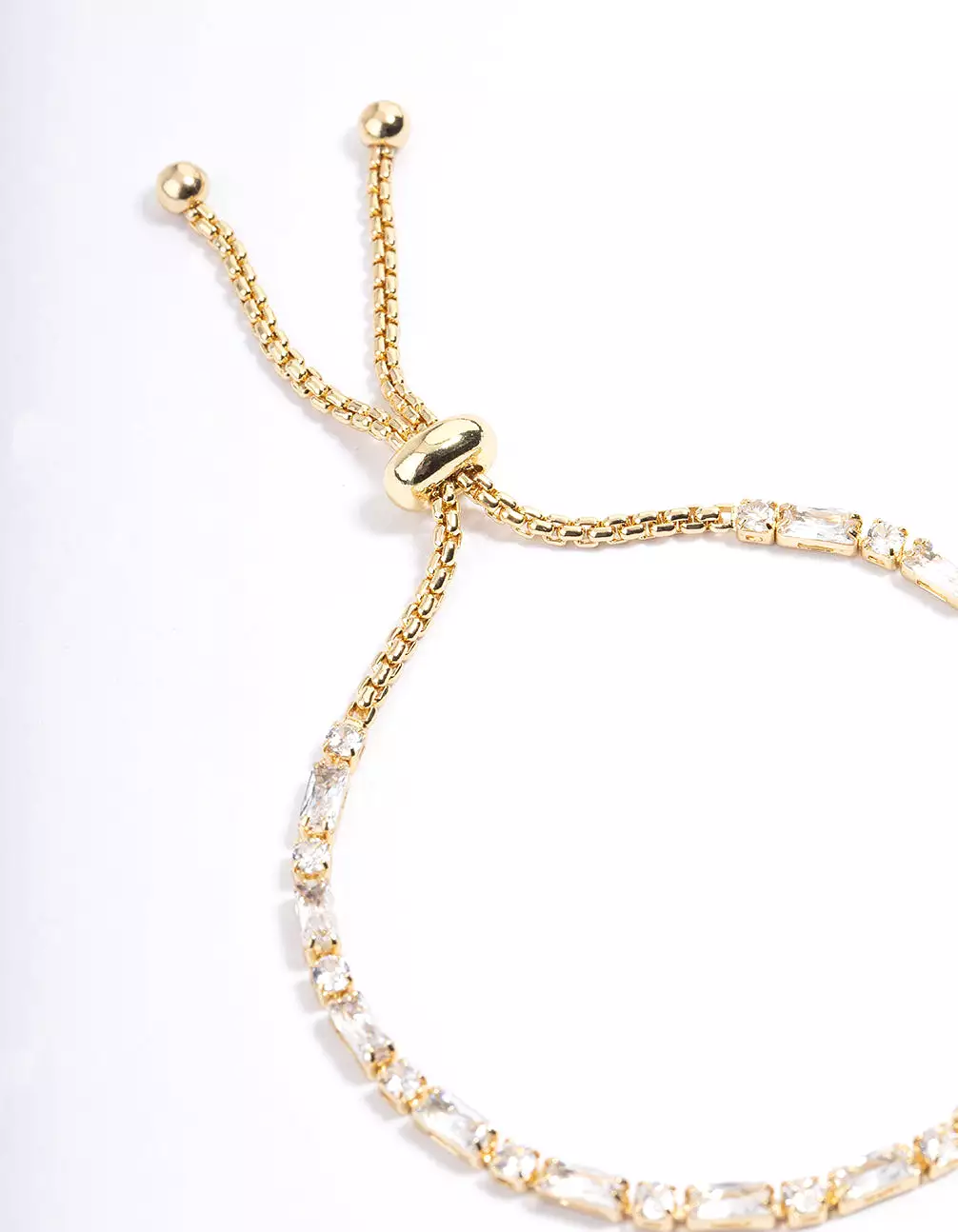 Gold Plated Baguette Stone Toggle Tennis Bracelet